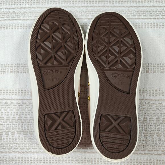 Converse Pink Leather Scalloped Sneakers Size 7 Lace-Up Shoes new - Picture 7 of 9